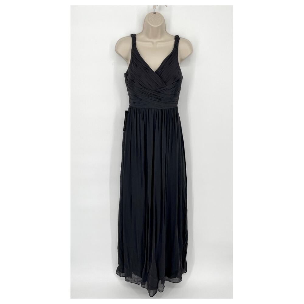 Ann Taylor Women's NEW Silk Wrapped Sleeveless Gathered Maxi Dress Size 0 Black